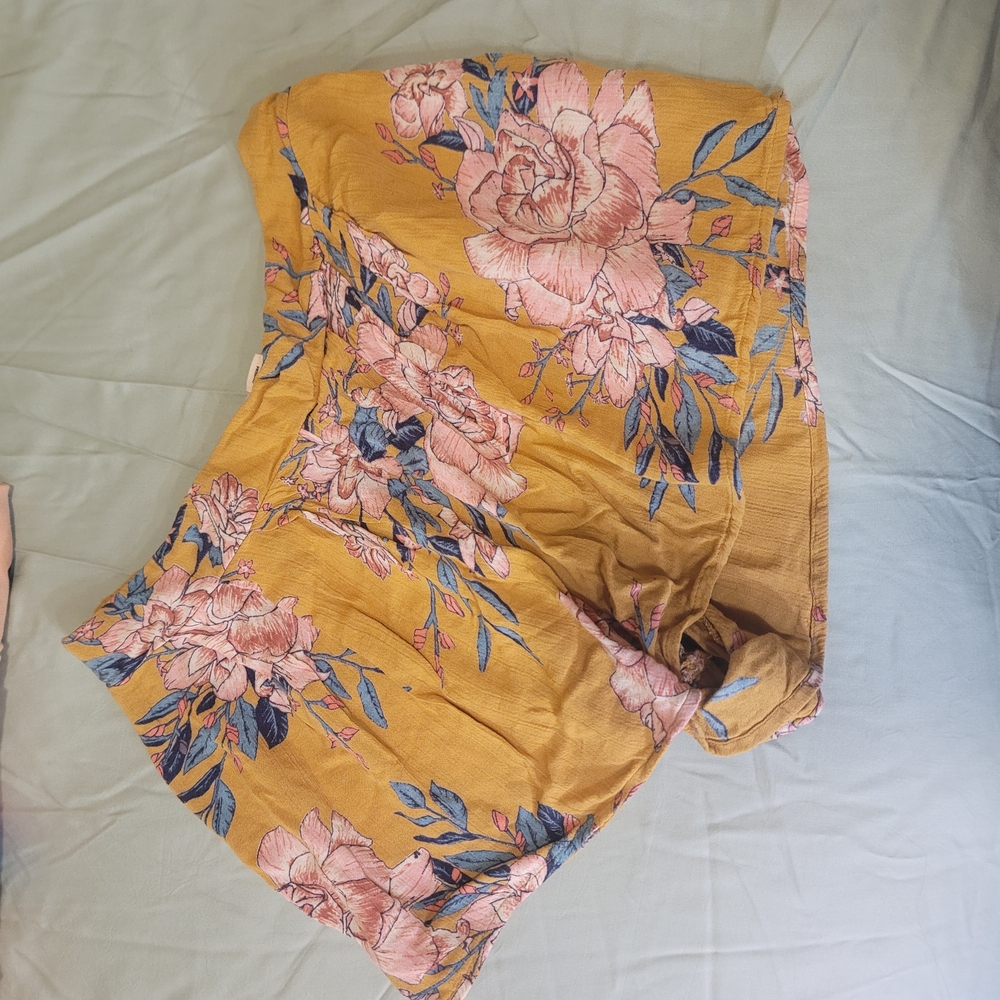 Billabong Floral Mustard Yellow Shorts